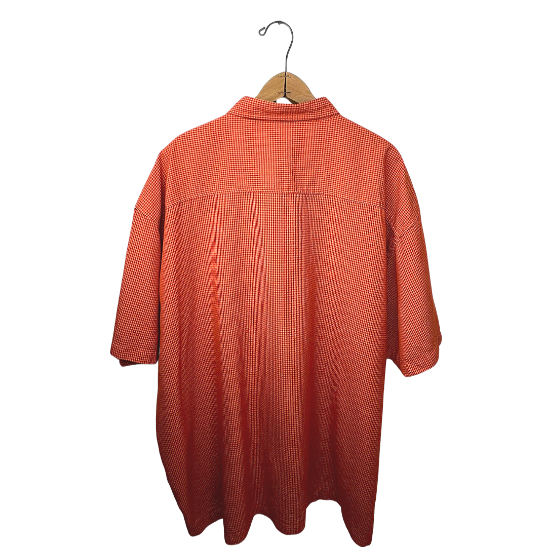 90’s Orange Plaid Short Sleeve Buttonup Shirt Plus Size 3X