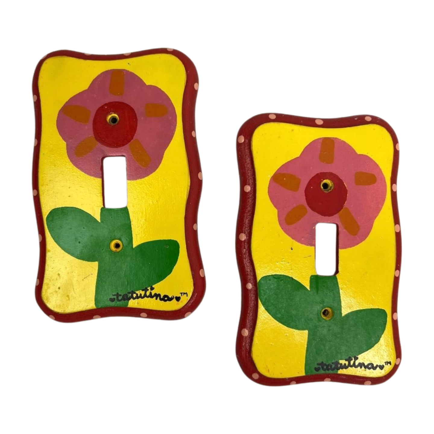 Set of 2 Hand-Painted Funky Home Decor Light Switchplates