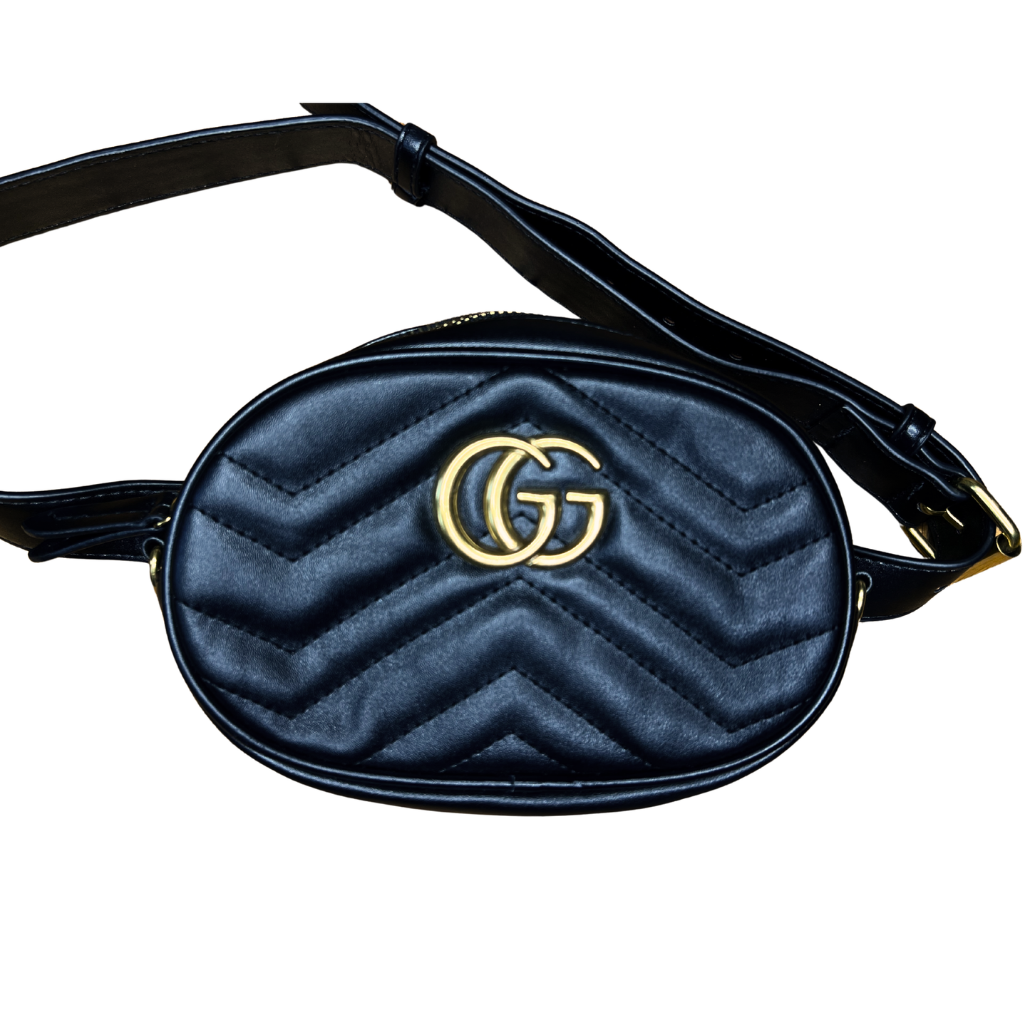 GUCCI Designer Marmont Black Calfskin Waist Bag