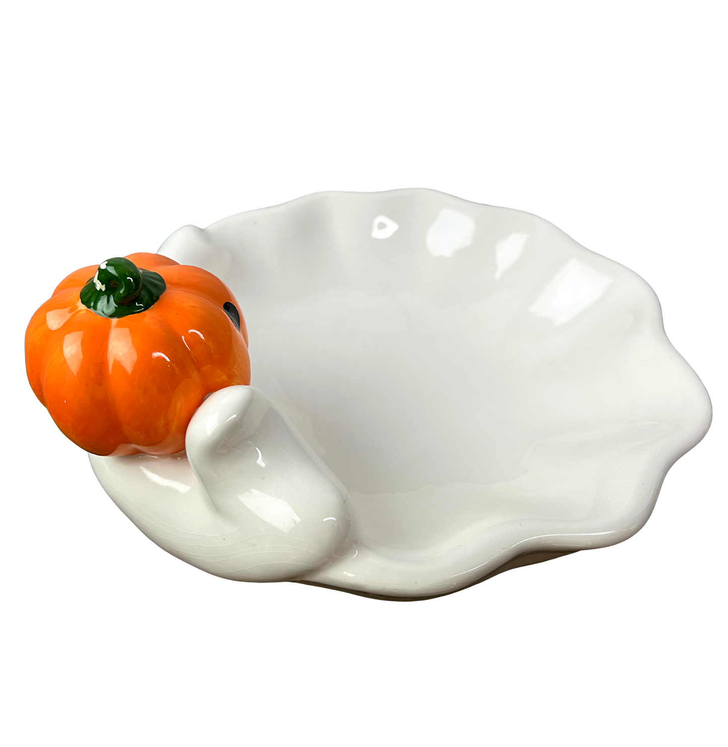 90’s Ceramic Pumpkin Halloween Candy Dish 10”