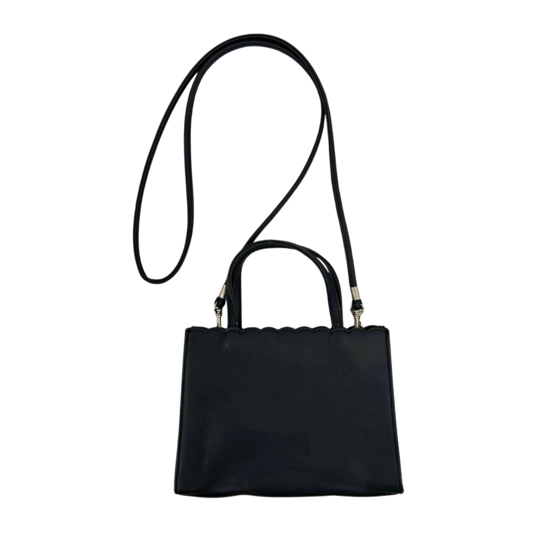 90s Black ESPRIT Scalloped Convertible Crossbody Clutch Purse