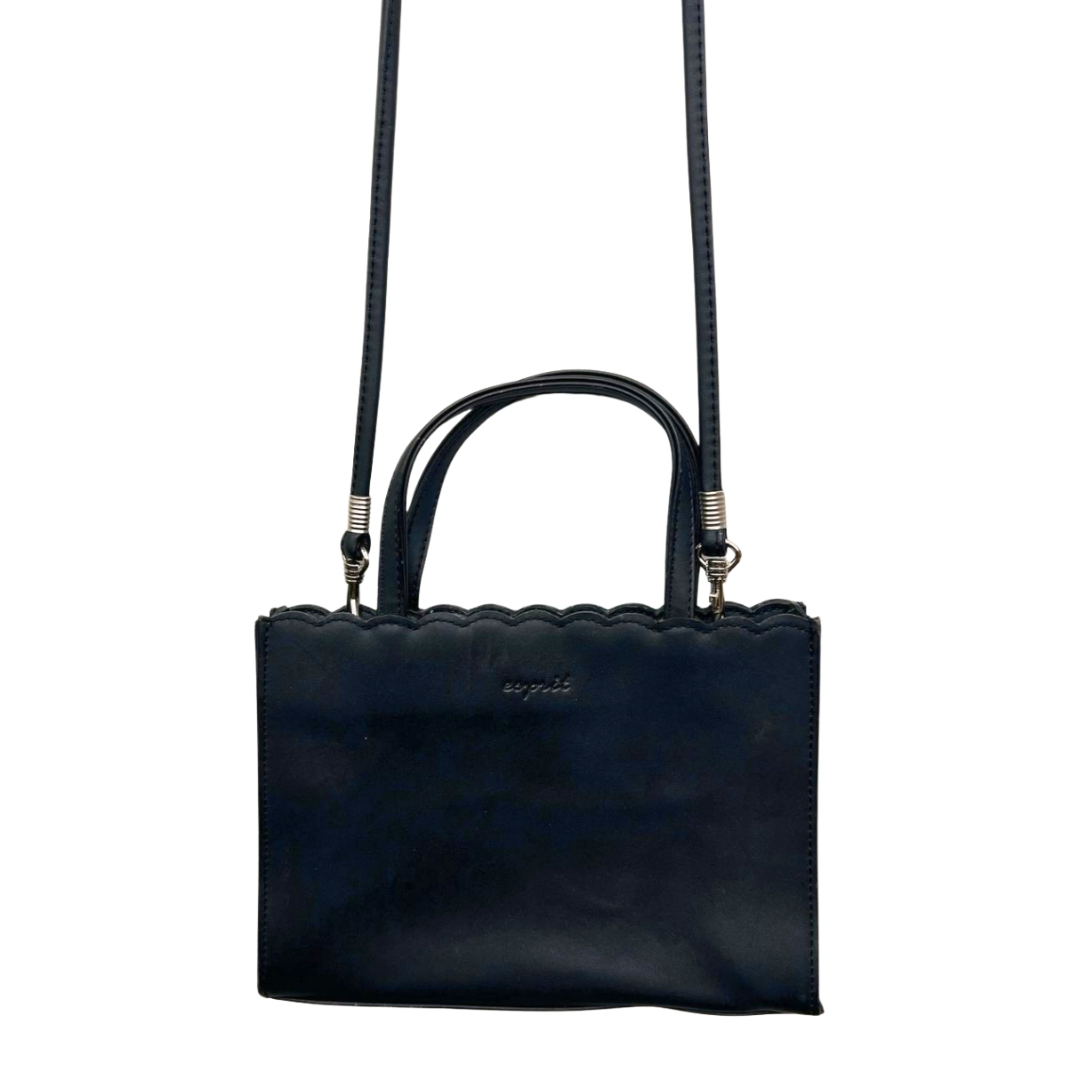 90s Black ESPRIT Scalloped Convertible Crossbody Clutch Purse