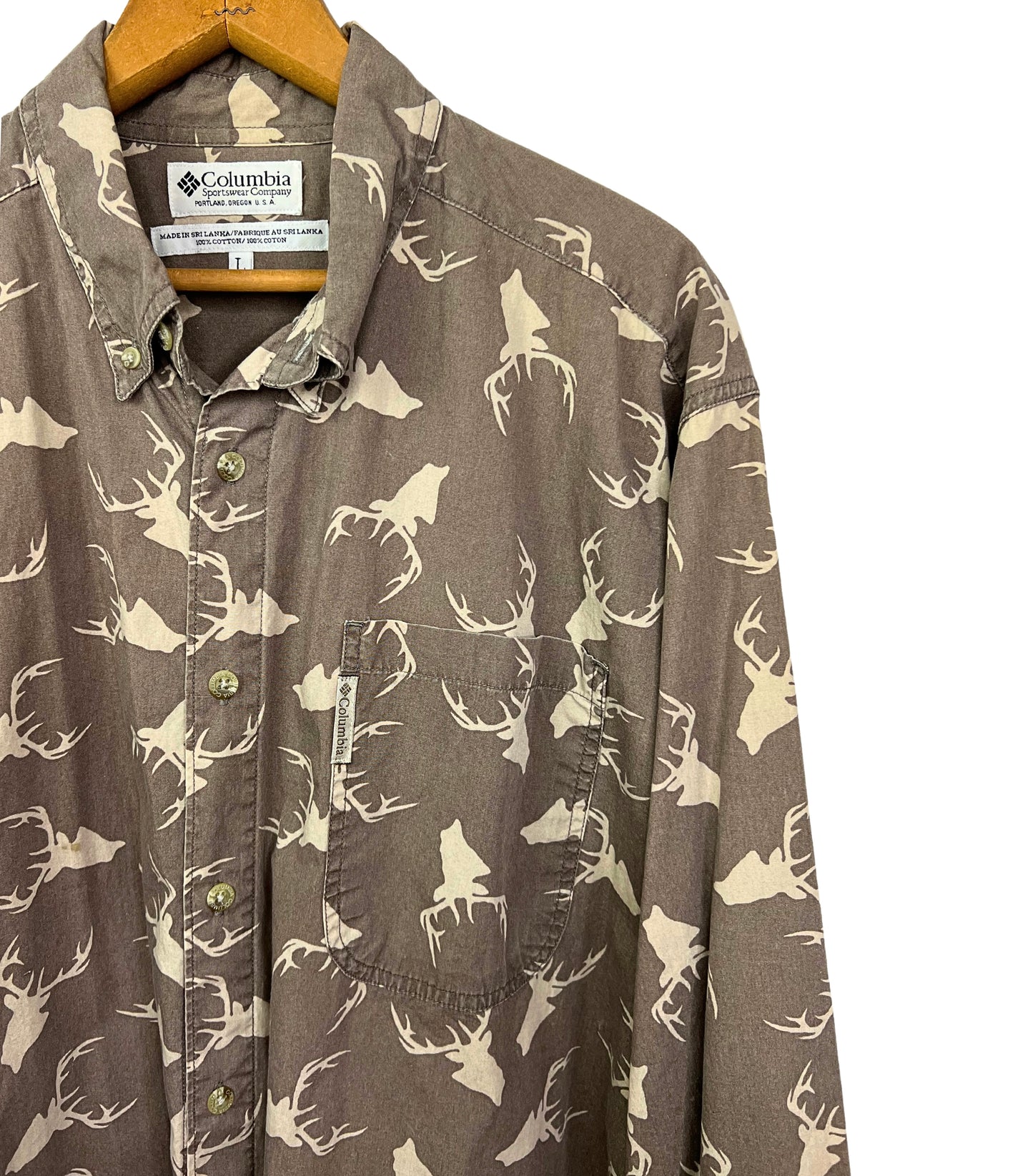 90’s Deer All Over Print Sportsman Columbia Sportswear Oxford Size Large