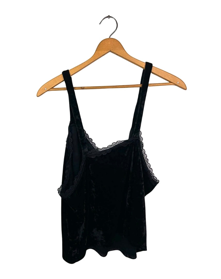 90’s 00’s Hot Topic Black Velvet Trim Tank