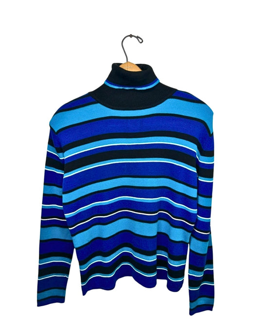 90s Blue Striped Pendleton 100% Cotton Turtleneck Size S/M