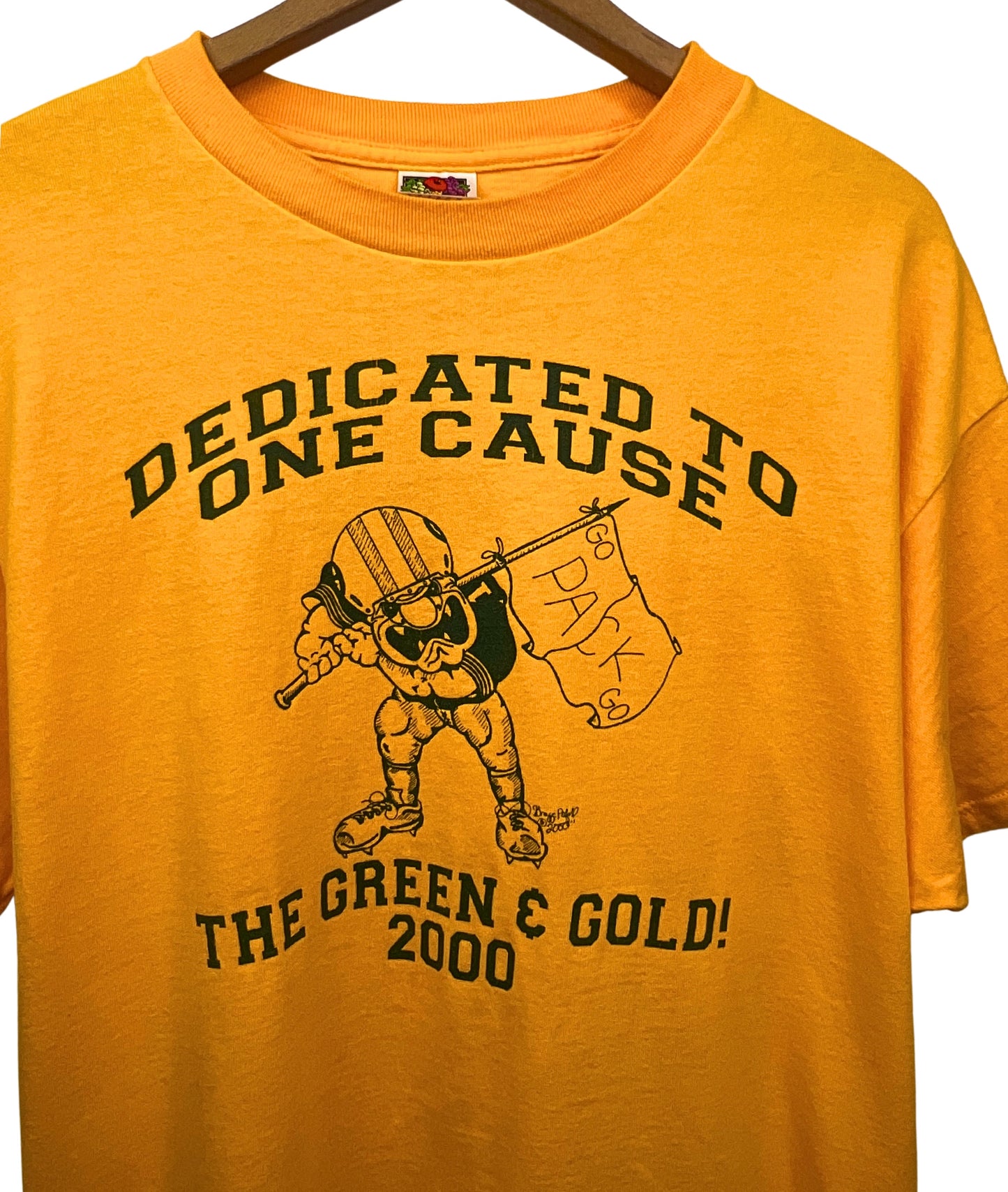 2000 Green Bay Packers Cheesehead Fruit of the Loom T-Shirt Size XL