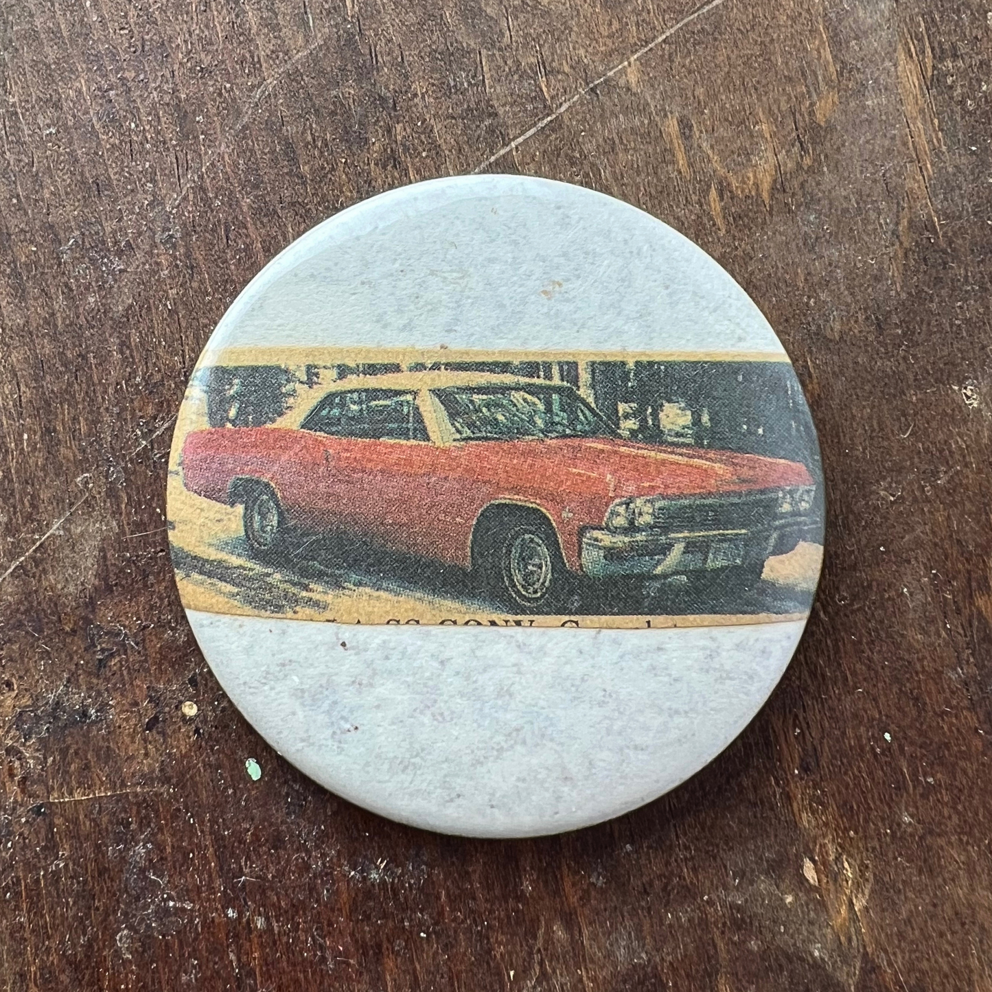 Vintage 70s Red Classic Muscle Car Pinback Button