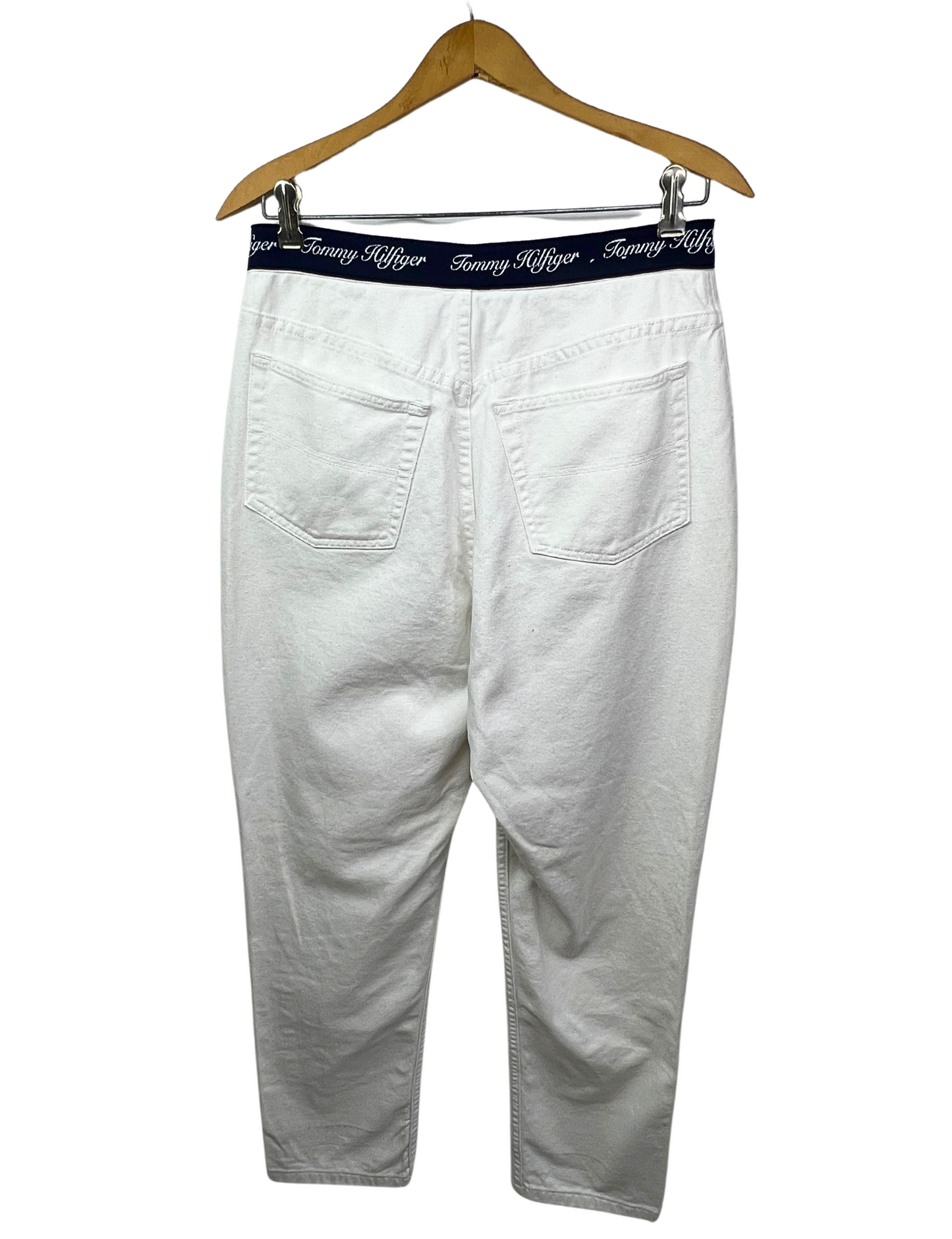 00’s Tommy Hilfiger Spellout Waistband White Jeans Size 12