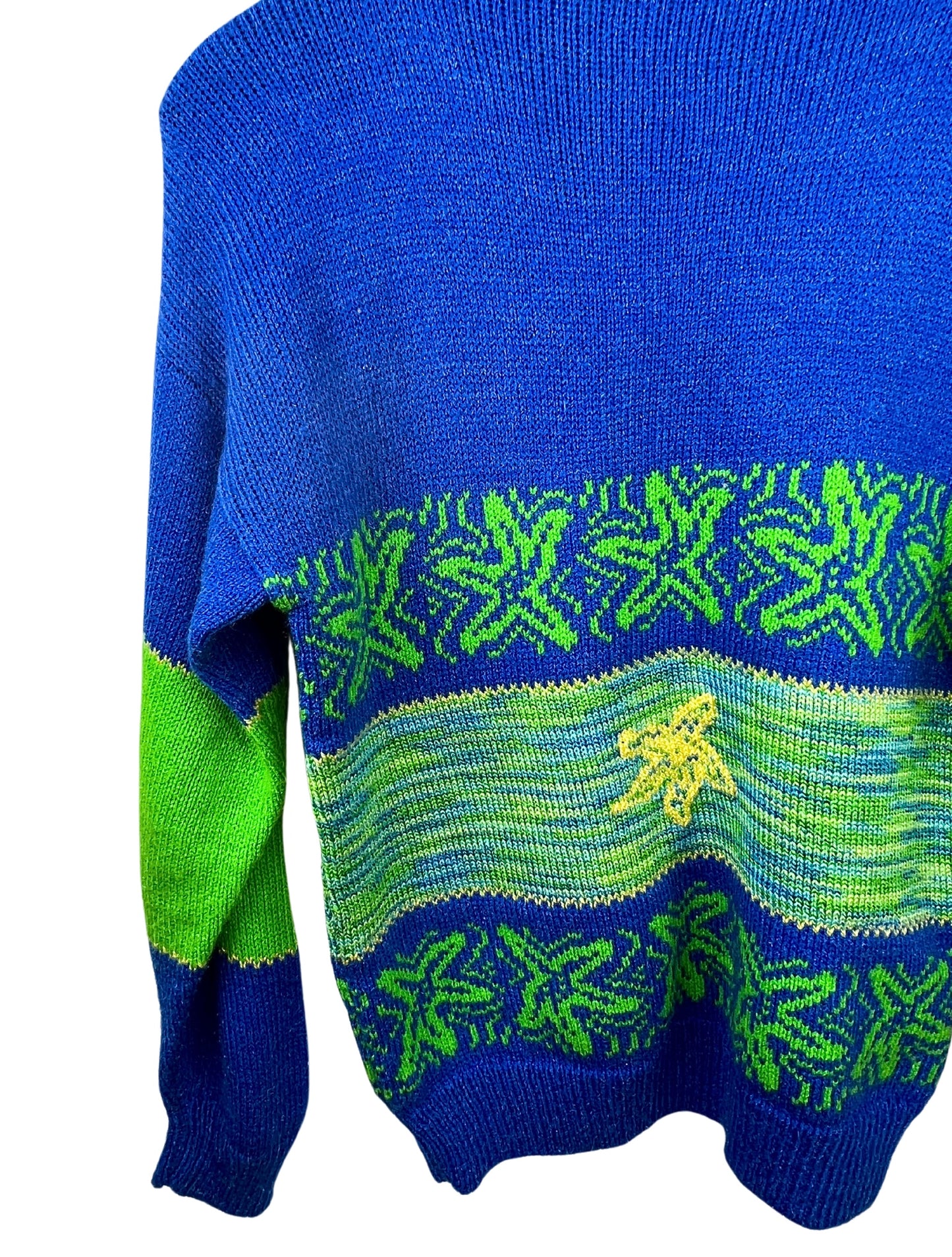 80’s STARFISH Space Dye Striped Ocean Novelty Sweater Size XS