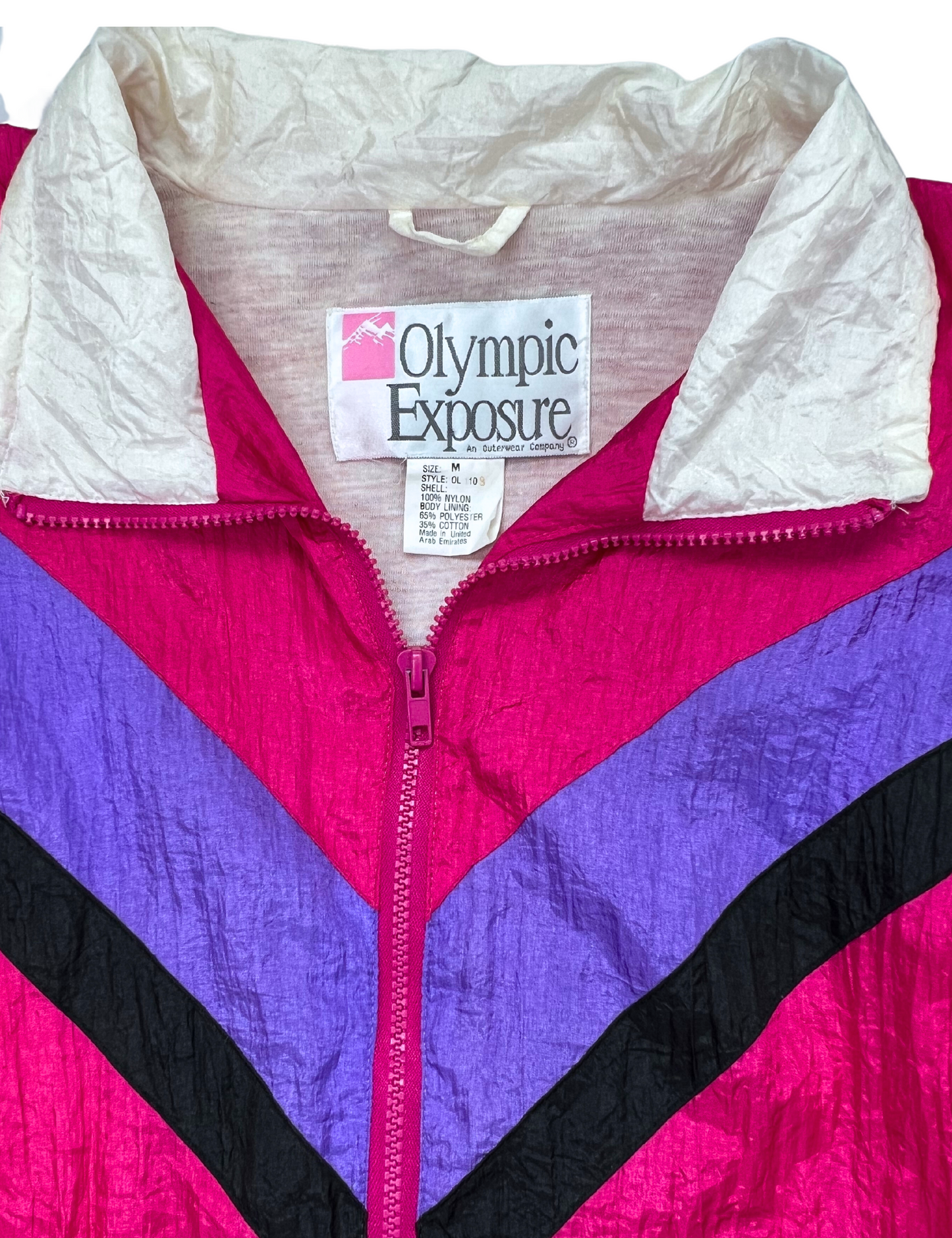 90’s Olympic Exposure Chevron Windbreaker Jacket Size M