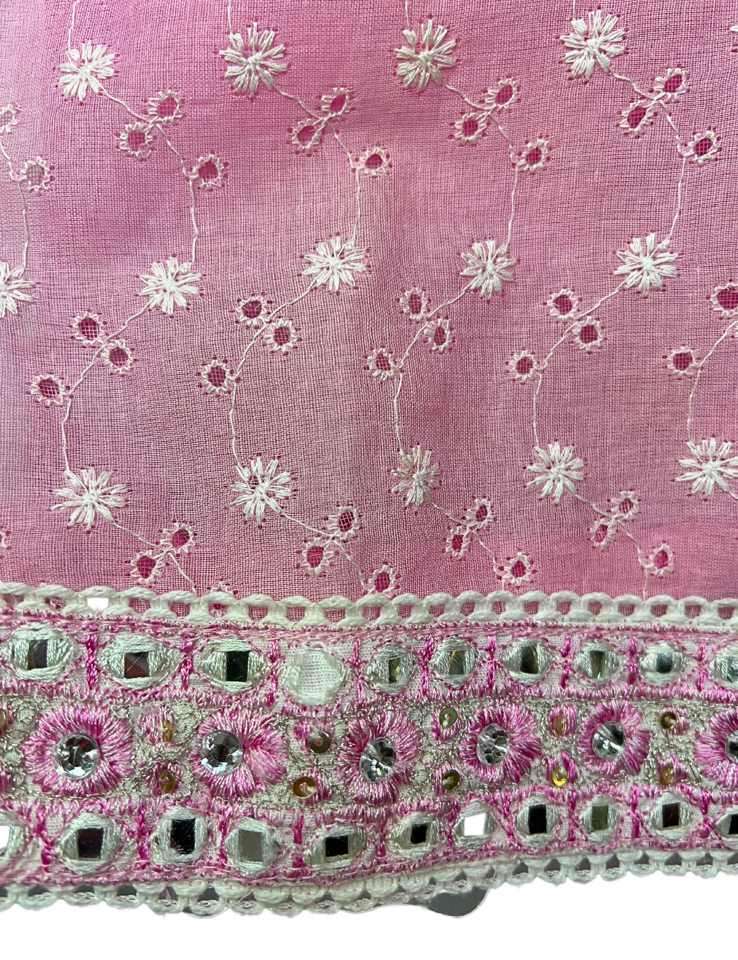 90’s Pink Eyelet Embroidered Lucknowi Chikankari Kurta Tank Top