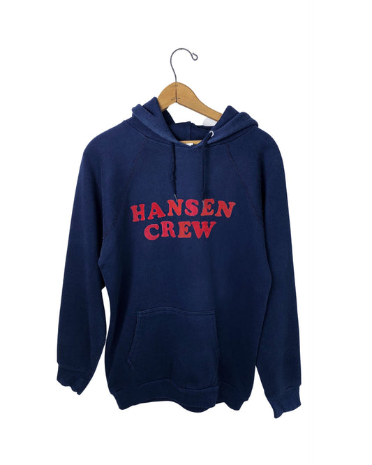 80’s HANSEN CREW Flocked Letters 50/50 Athletic Hoodie Size Large