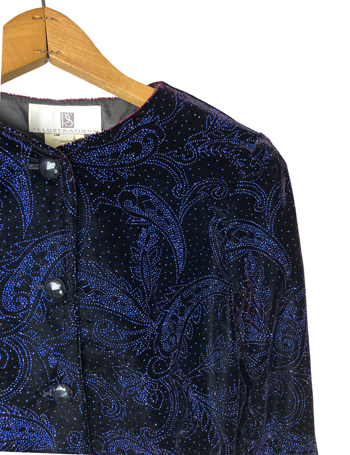 90’s Velvet Sequined Brioche Cropped Ballet Coat Size Small