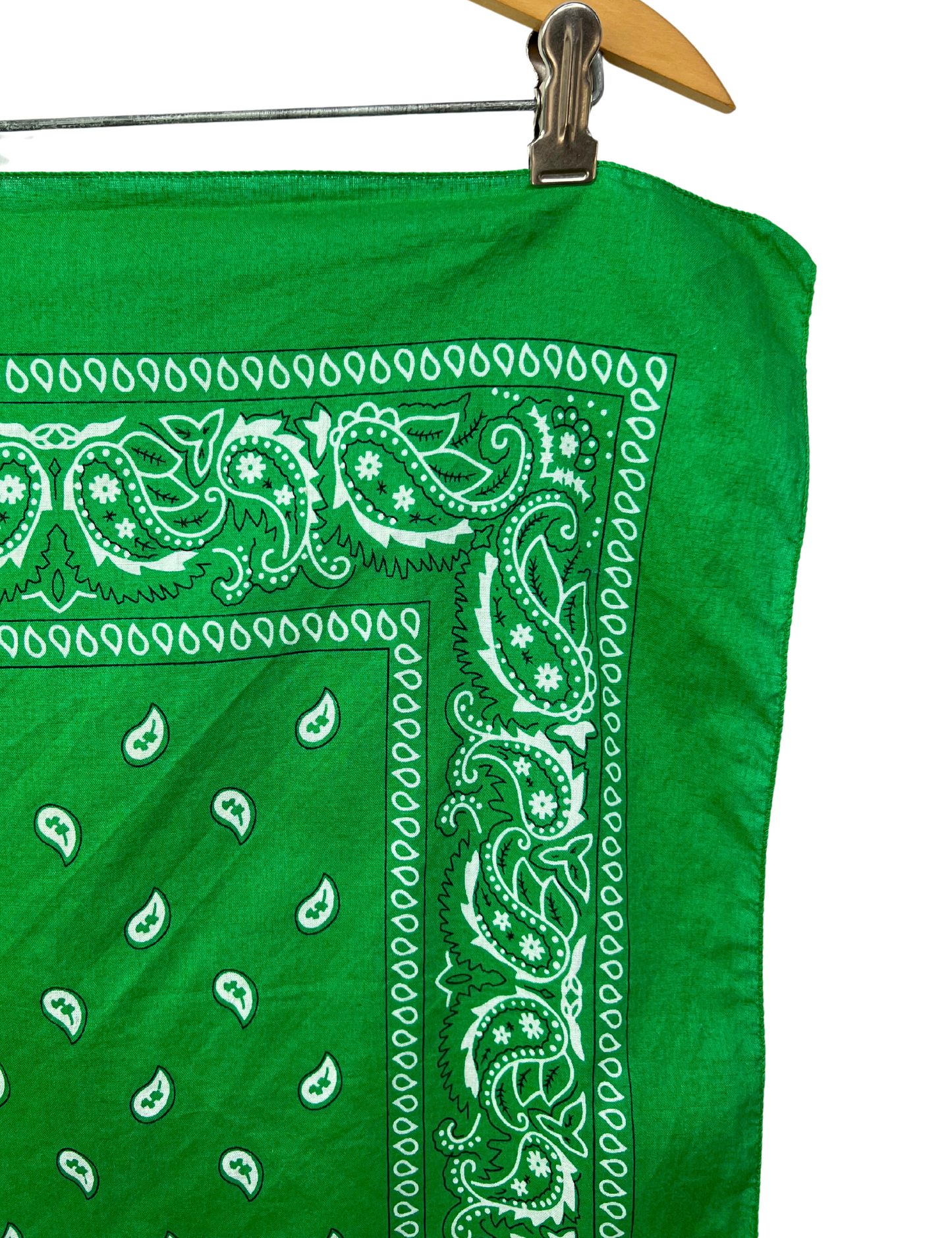 70’s Kelly Green 100% Cotton Handkerchief Bandana 21” x 19”