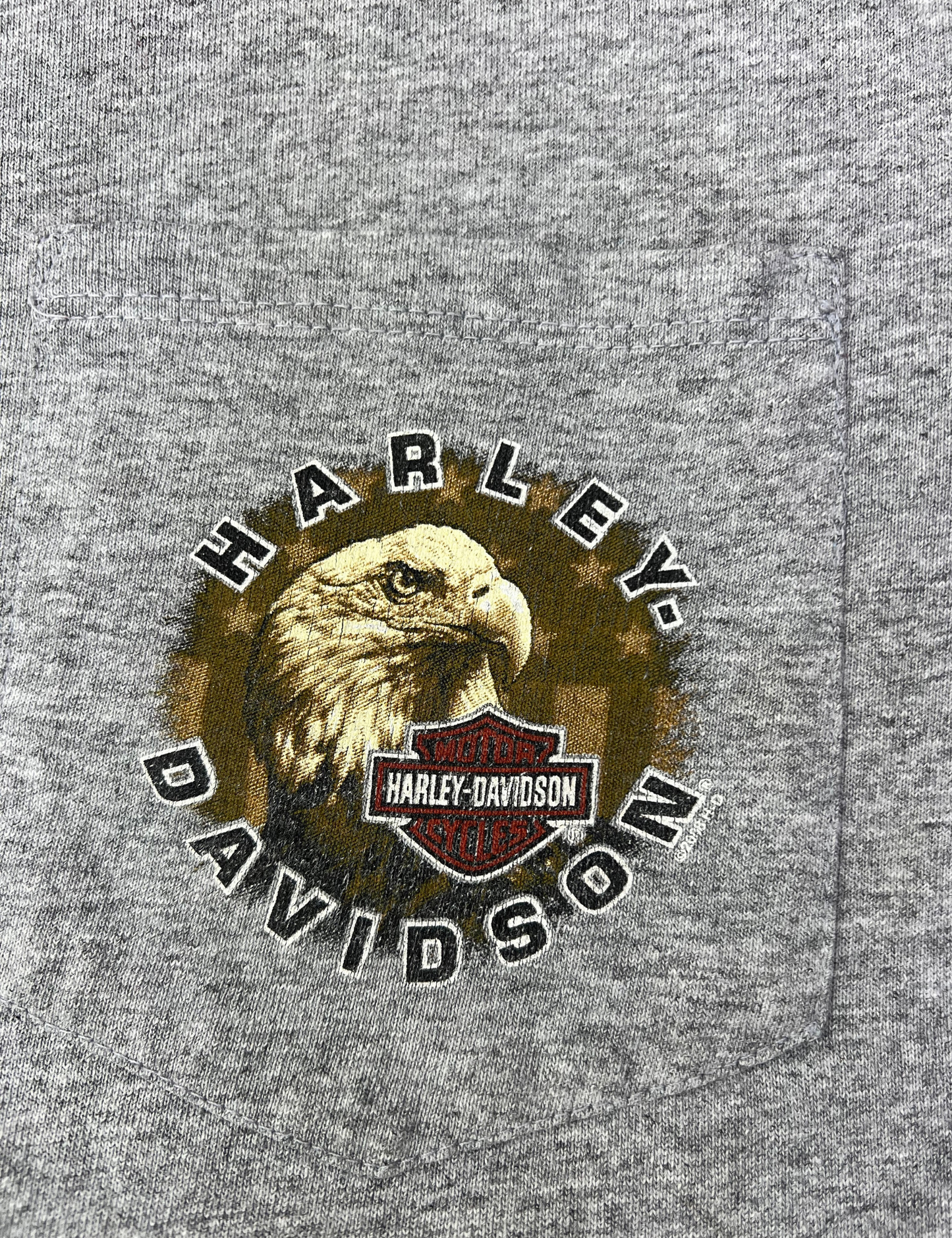 2000 Harley Davidson House of Harley Bald Eagle Pocket Tshirt Size L/XL