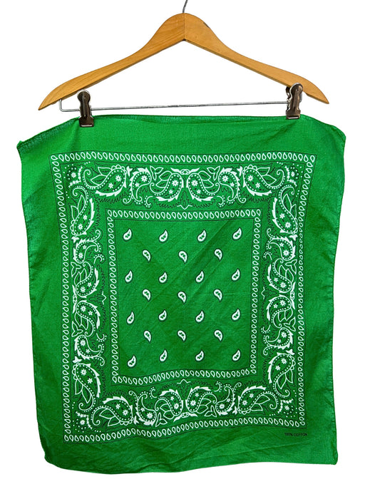 70’s Kelly Green 100% Cotton Handkerchief Bandana 21” x 19”
