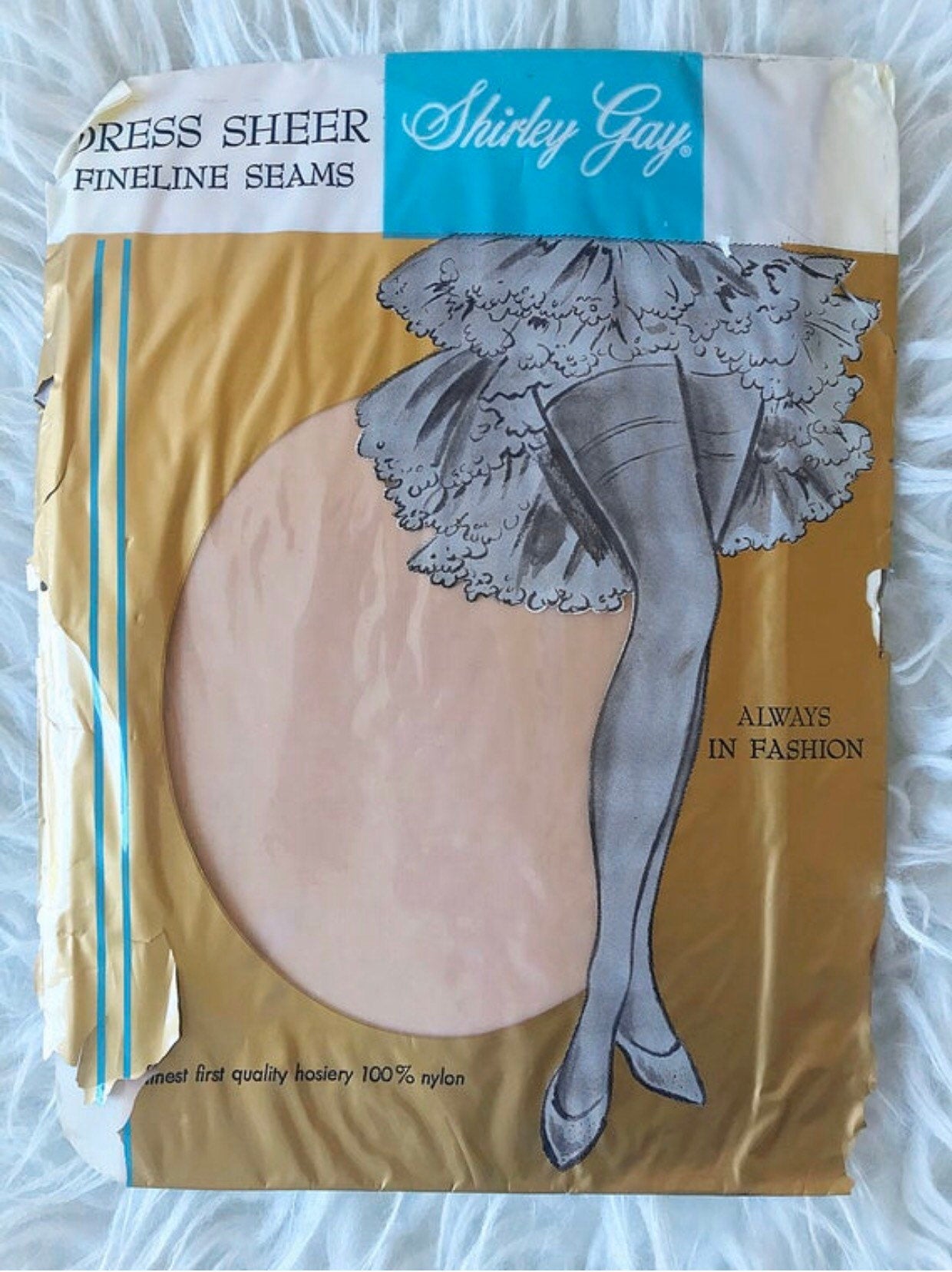 Vintage 1960's SHIRLEY GAY Retro DEADSTOCK New in Package Seamless Knee High Pantyhose Hosiery Stockings Size 9 1/2