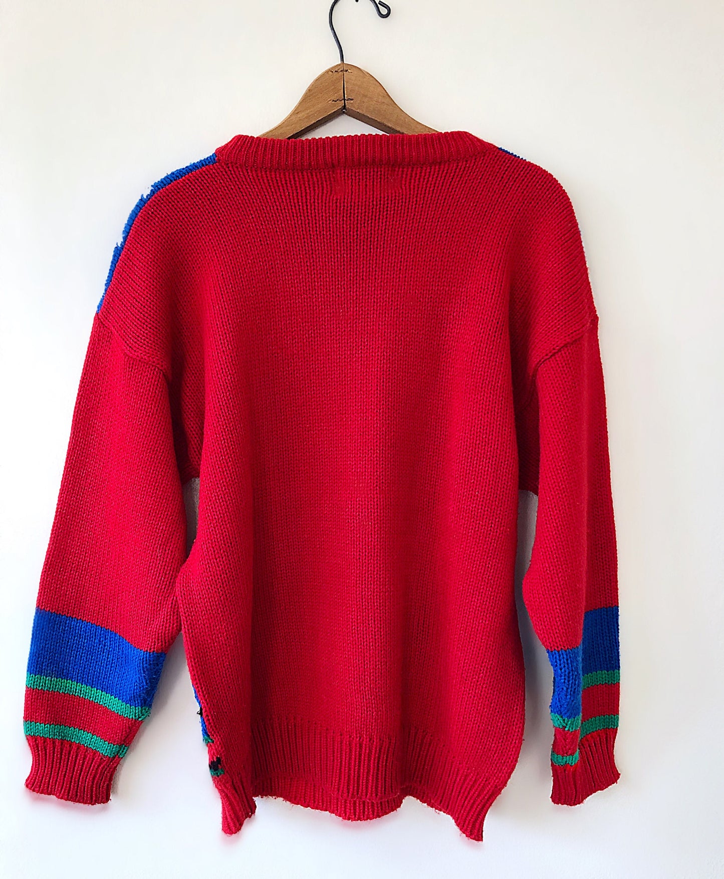 80's Ice Skaters Cute Fair Isle Chunky Knit Ugly Holiday Sweater Size Large