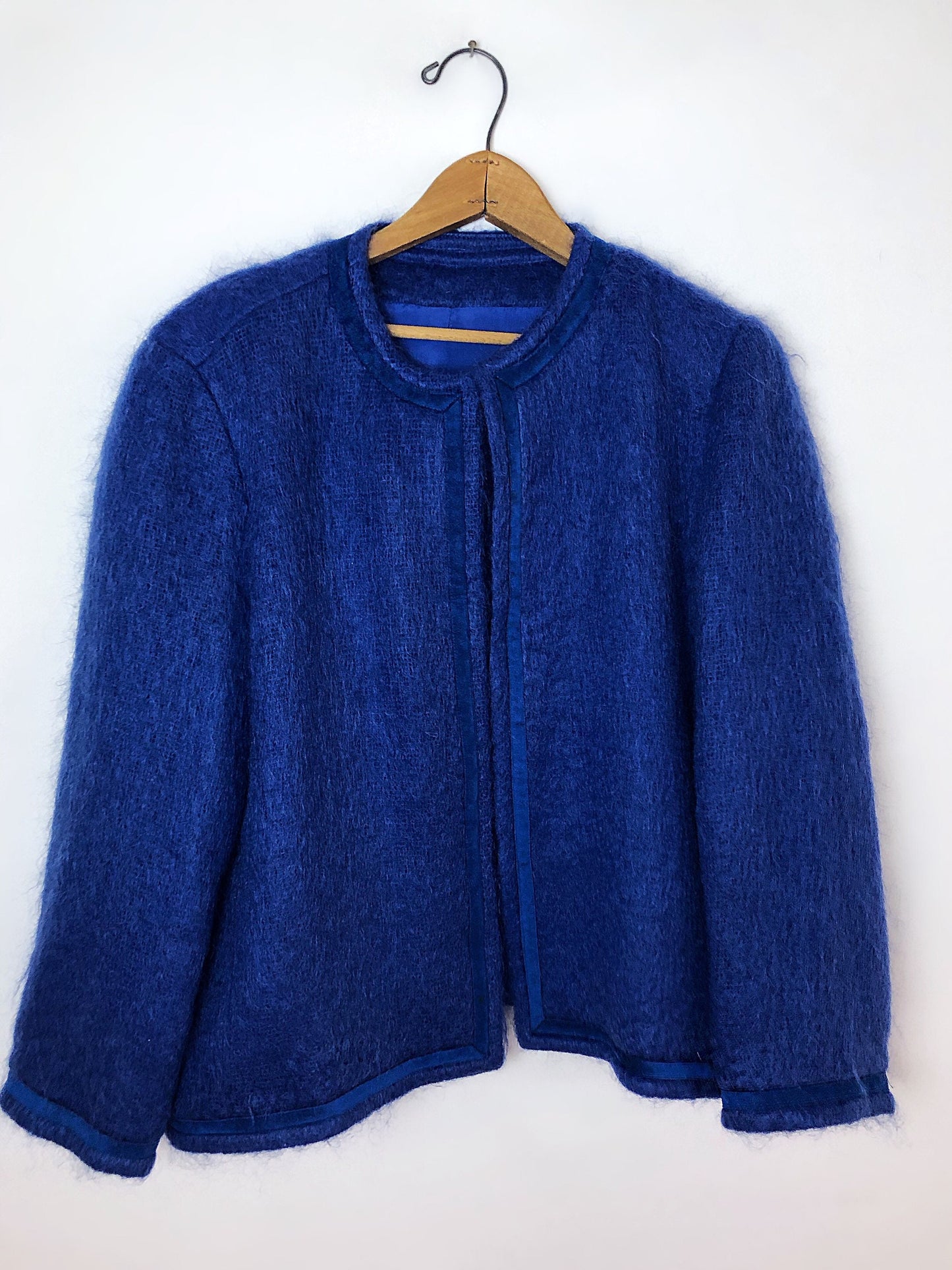 70’s Cobalt Blue BOILED WOOL Union Made Structured Cropped Swing Blazer Size Medium (8)