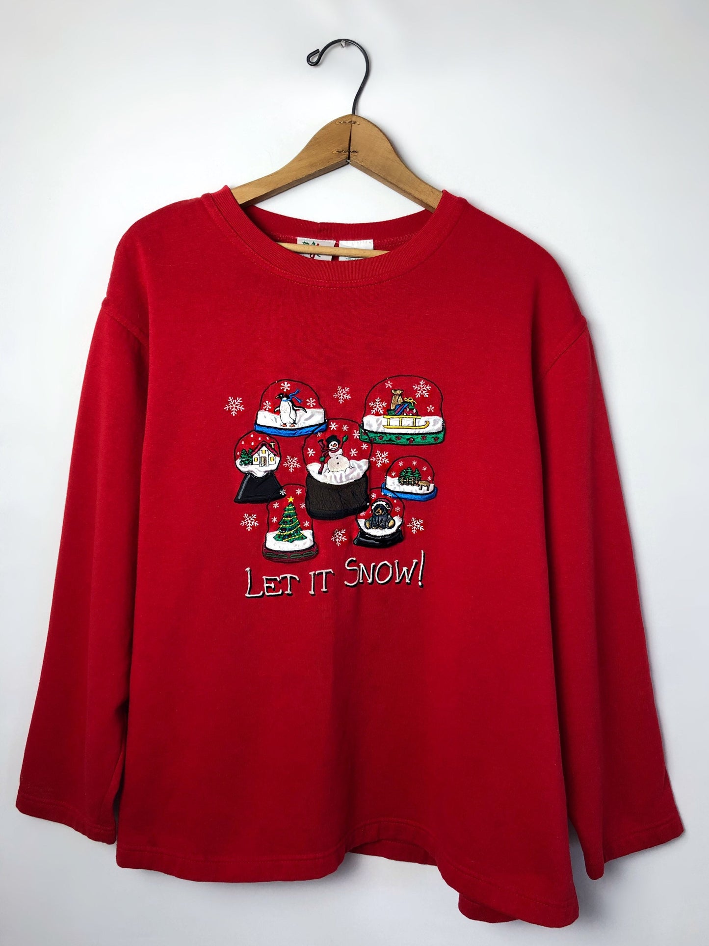 Vintage 90’s Snow Globe Let it SNOW Embroidered Ugly Holiday Sweatshirt Plus Size 2X