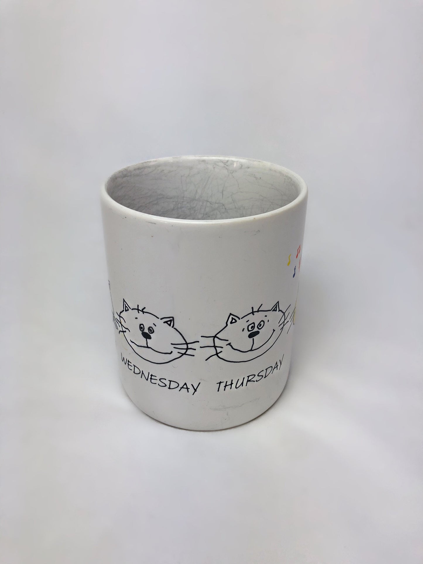Vintage 90’s Hallmark CATS MOODS Monday- Friday Work Week Funny Ceramic Coffee Cup