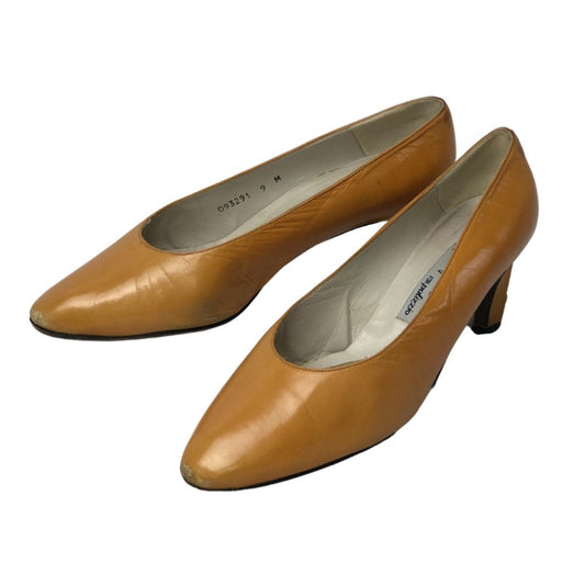 Wms Vintage 1980’s PALIZZIO Camel Leather Pumps Heels Size 9