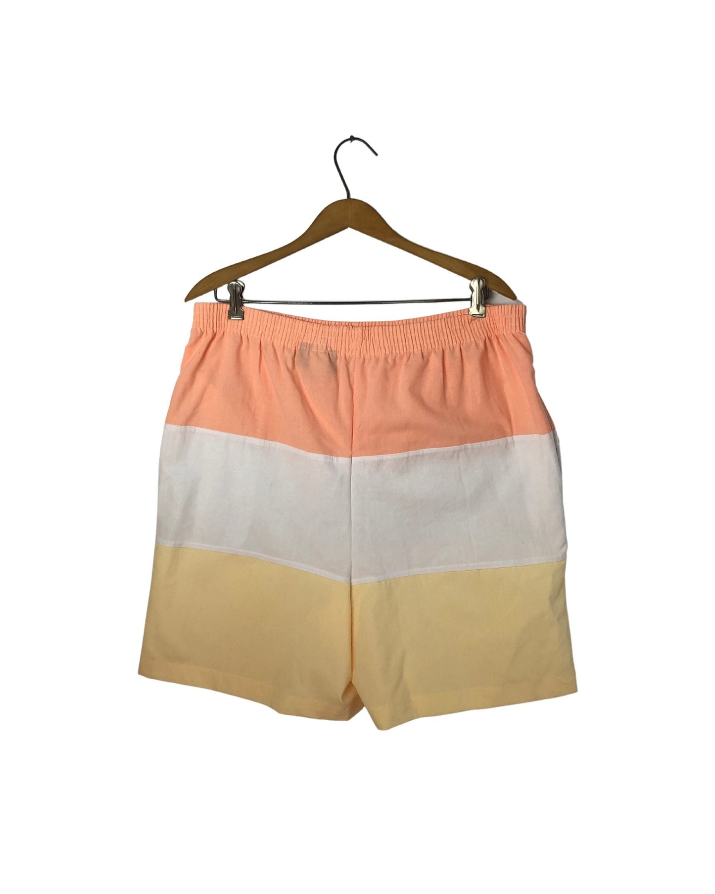 80’s Sherbet Ombre Color Block Stripe DEADSTOCK Incognito Elastic Waist Retro Shorts Fits like M-XL