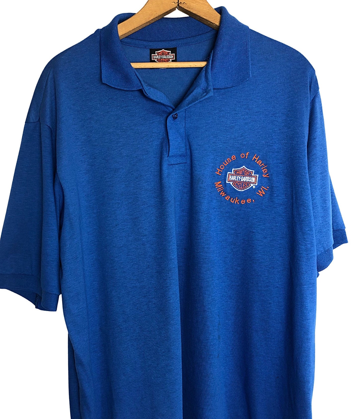 90’s Harley Davidson House of Harley Embroidered 50/50 Henley Polo Shirt Size 2XL