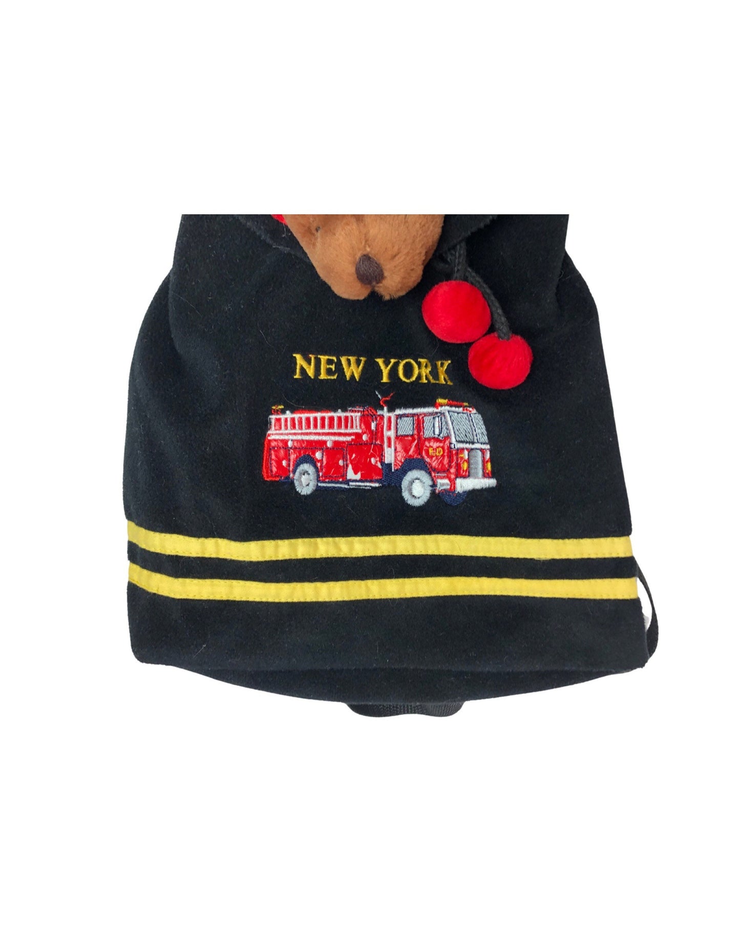 1999 NYFD New York City Fire Department Teddy Bear Plush Mini Backpack Purse