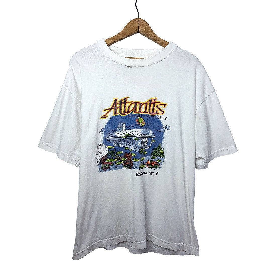 90’s ATLANTIS Submarines Barbados Island Supply 100% Cotton T-Shirt Size X-Large