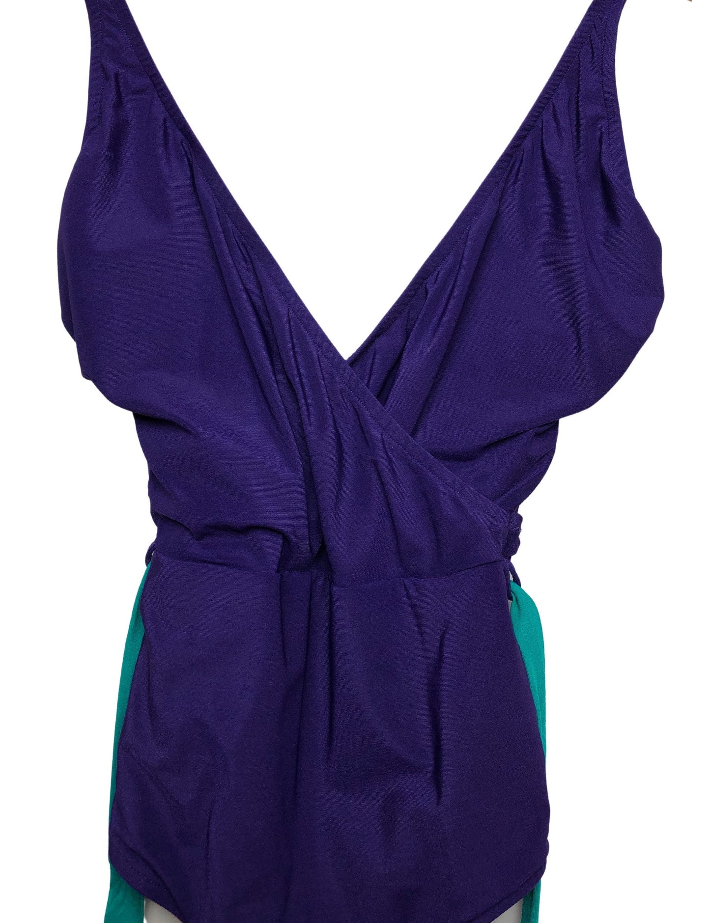 70’s Purple Grape Sirena Belted One Piece Swimsuit Size 10/12