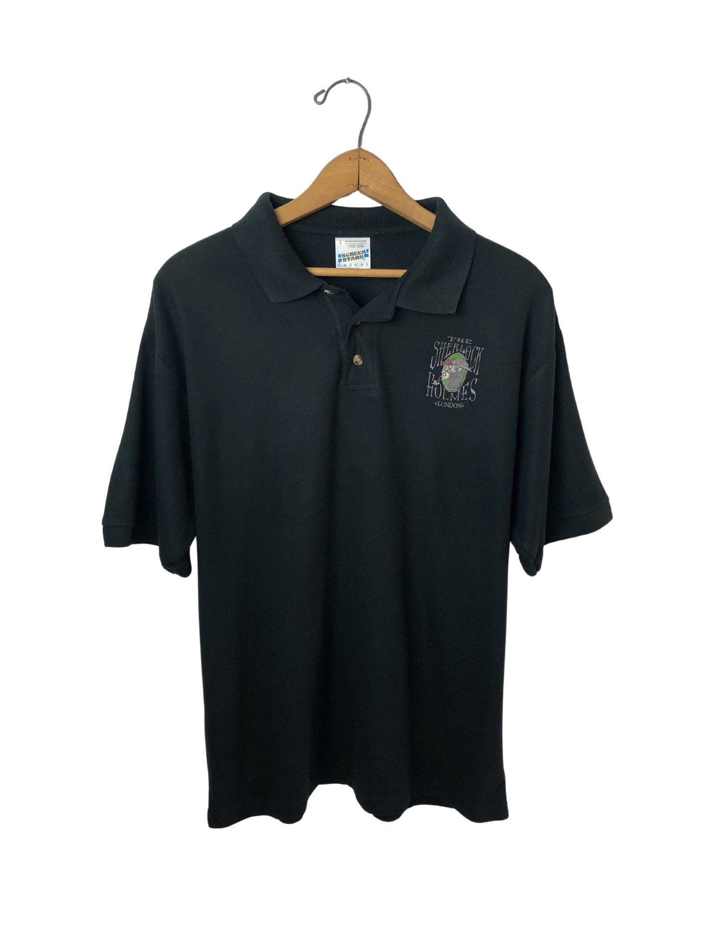 80’s The Sherlock Holmes Museum London Embroidered Henley Polo Size Large