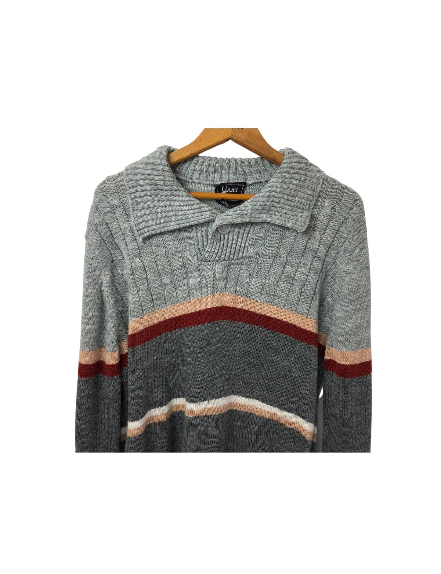 60’s Gary Reed Retro Stripe Disco Collar Henley Grandpa Sweater
