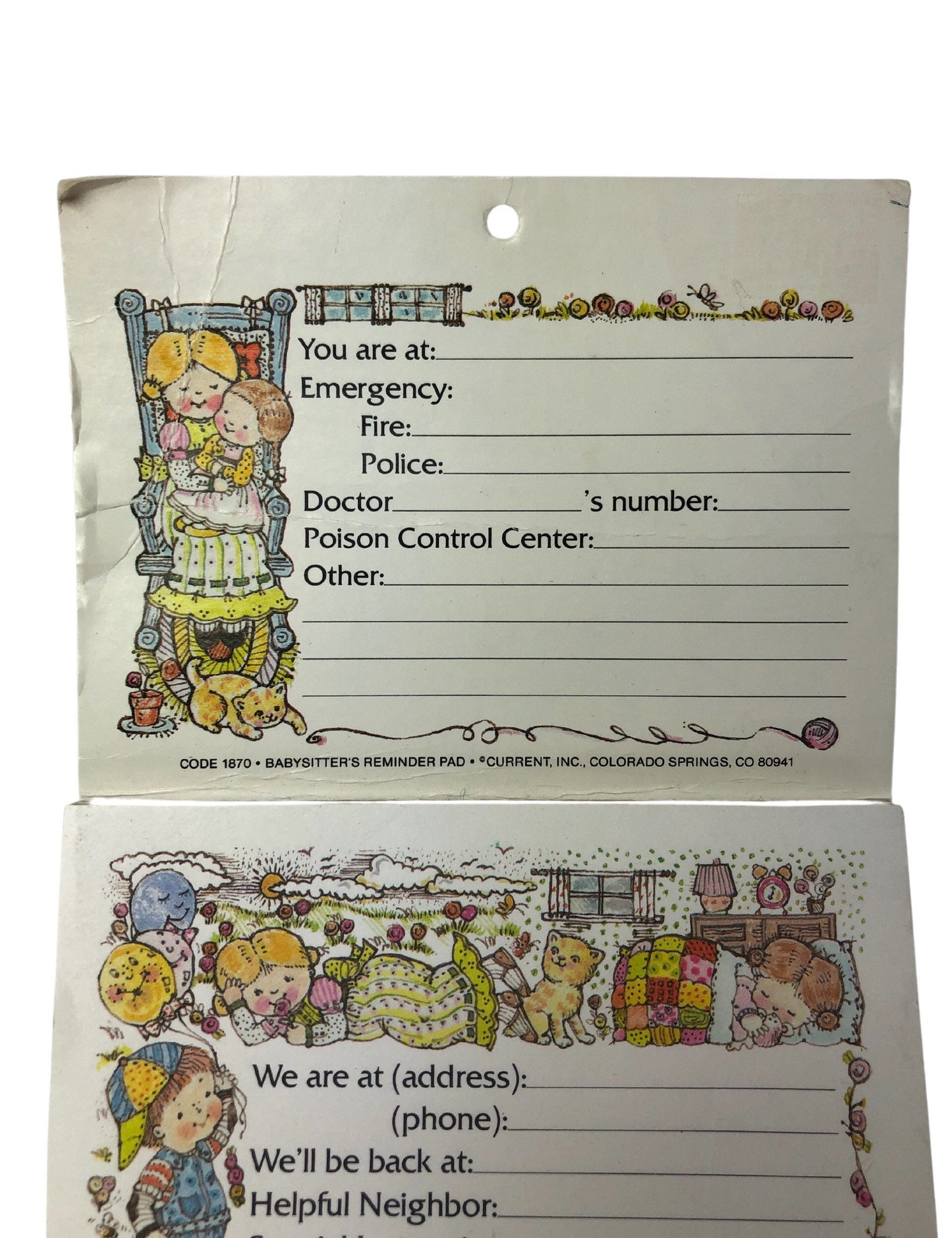 Vintage 80’s BABYSITTER Reminder Notepad Wall Hanger