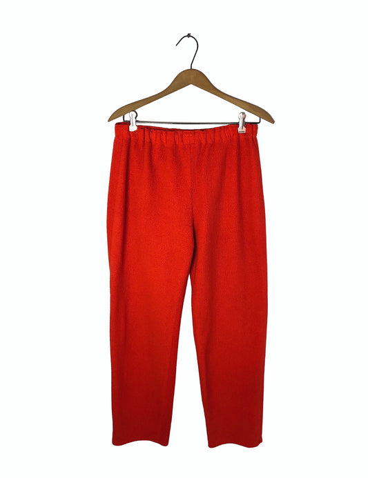 Vintage 80’s Pumpkin Orange Velour Fleece Elastic Waist Lounge Pants Wms Size Large