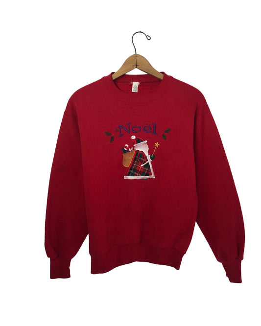 80’s NOEL St Nick Santa Embroidery Ugly Holiday Sweatshirt Size Small