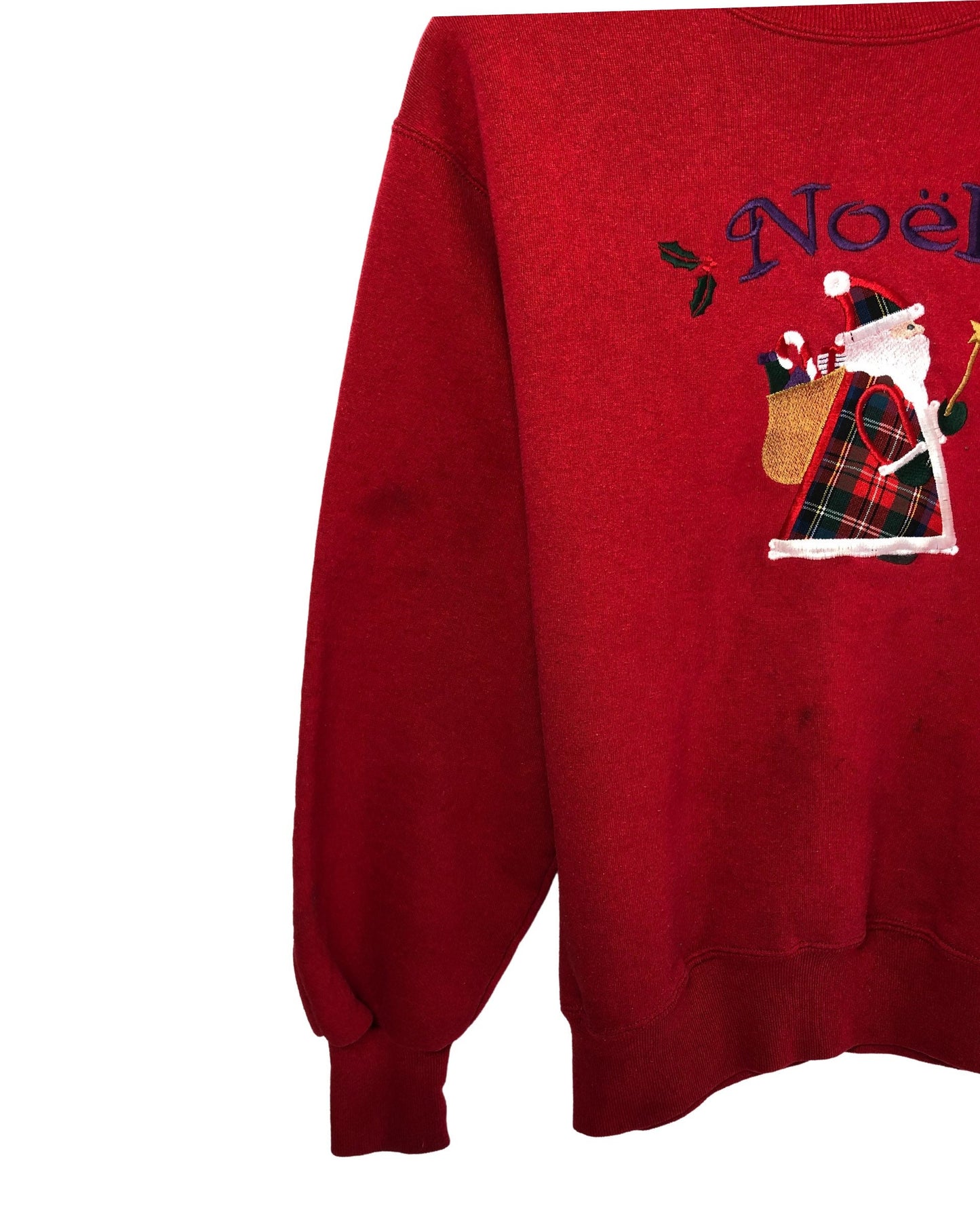 80’s NOEL St Nick Santa Embroidery Ugly Holiday Sweatshirt Size Small