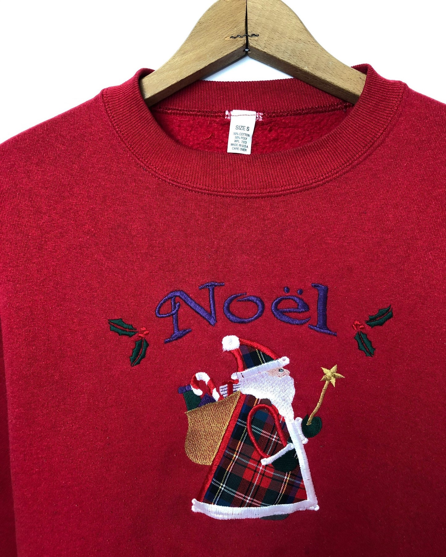 80’s NOEL St Nick Santa Embroidery Ugly Holiday Sweatshirt Size Small