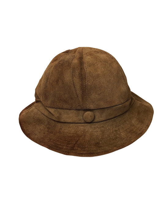 Vintage 50’s Astor Hats Chocolate Brown Suede Button Bucket Hat