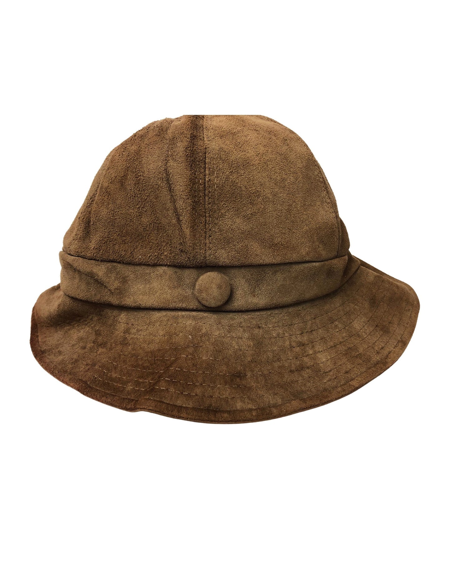 Vintage 50’s Astor Hats Chocolate Brown Suede Button Bucket Hat