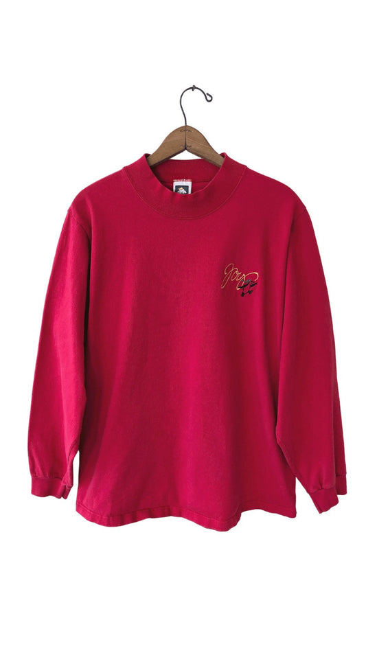 Vintage 90's Holiday JOY Embroidered Penguin Ugly Holiday 100% Cotton MOCK Turtleneck Size X-Large