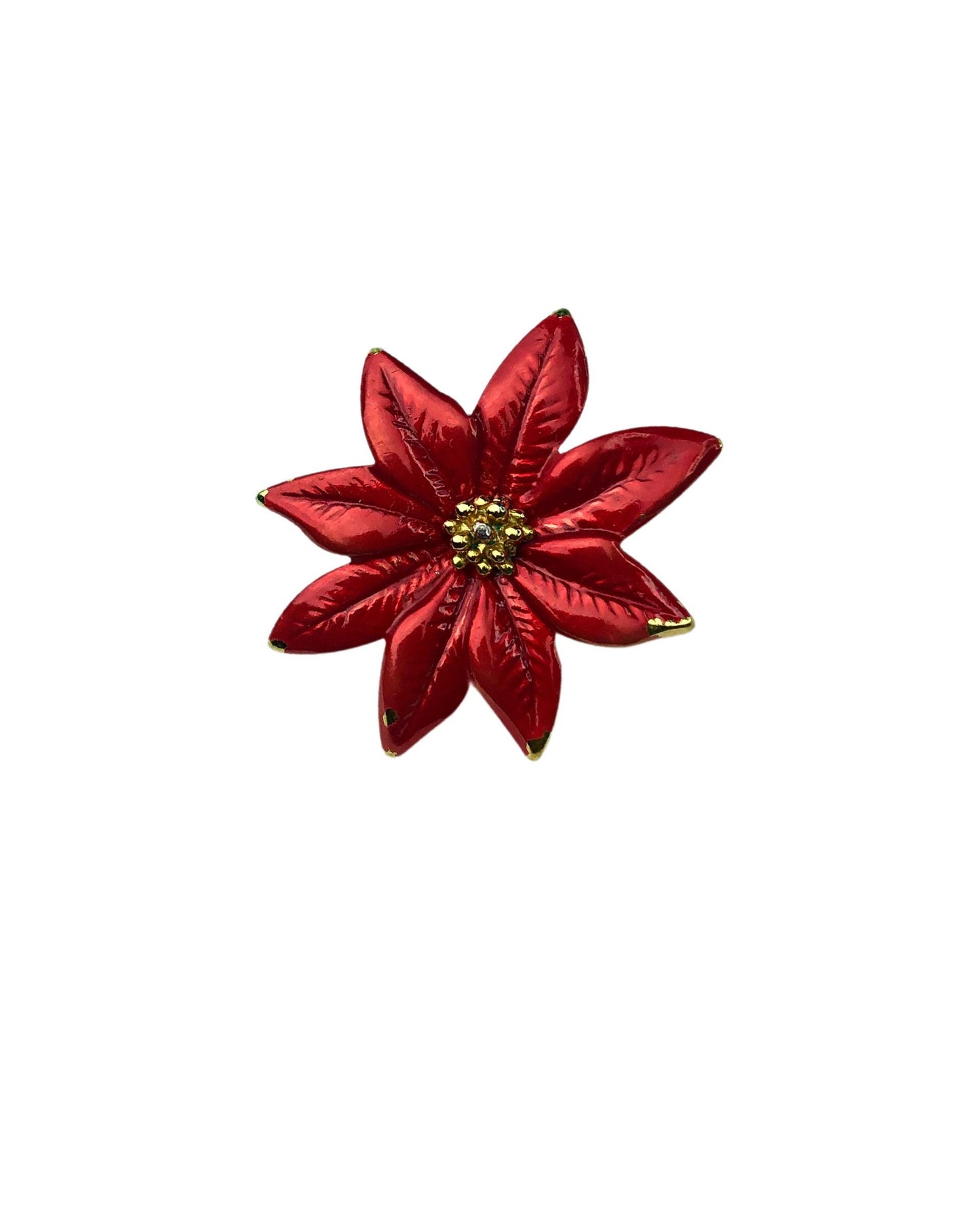 80’s Poinsettia Holiday Enamel Pin Brooch