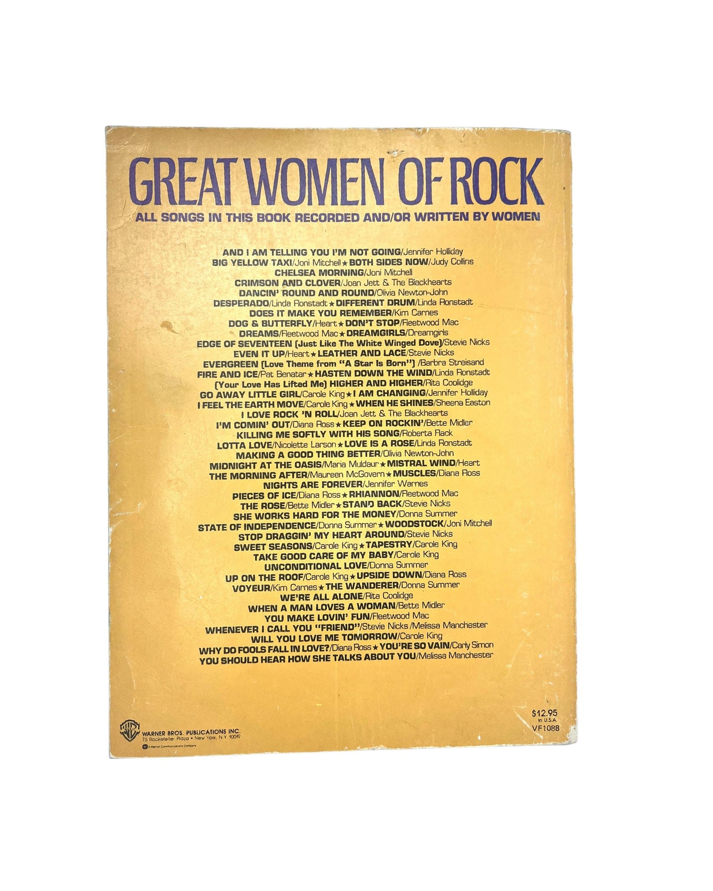 1984 Great Women of Rock Sheet Music Book Stevie Nicks Diana Ross Cyndi Lauper