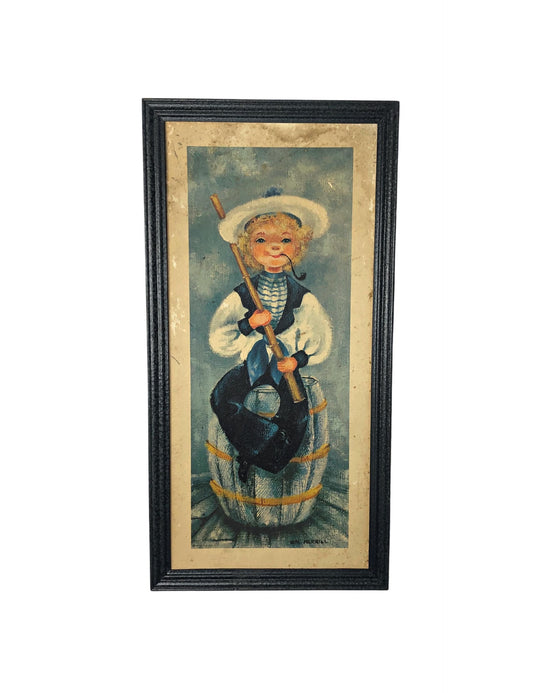 1963 Sailor Boy WM Merrill Framed Wall Art 18” x 9”