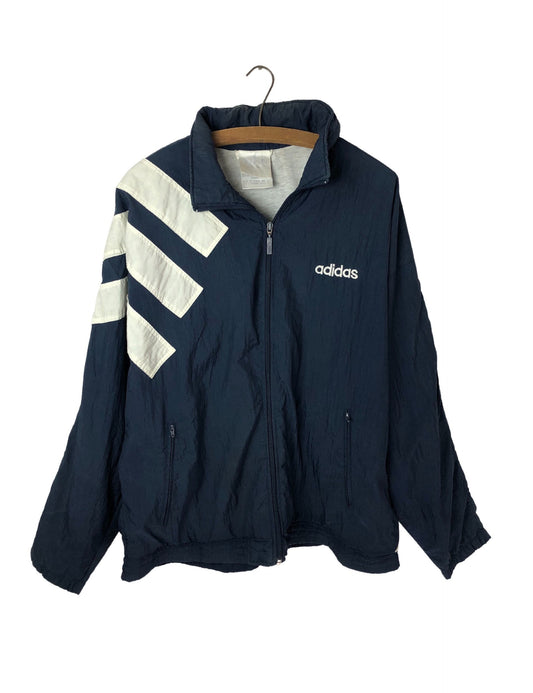 90's ADIDAS Logo Trefoil Athletic Zip Up 100% Nylon Hooded Windbreaker Jacket Size Large
