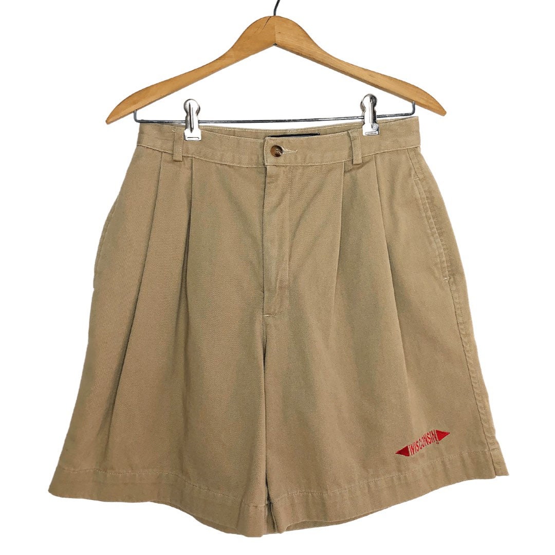 90’s Wisconsin BADGERS University of Wisconsin Collegiate 7” Pleated Khaki Shorts Size 6