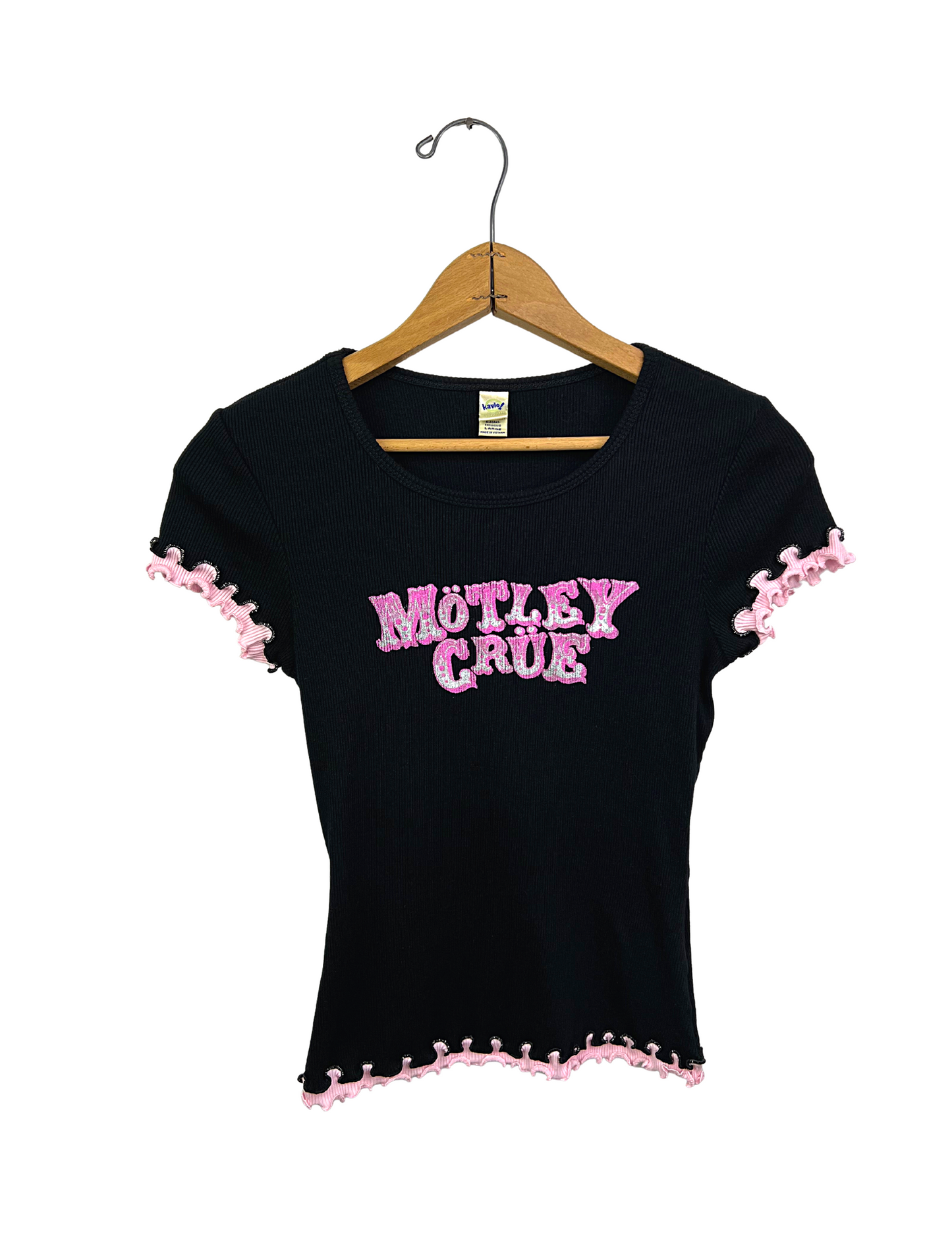 00’s Y2K Mötley Crüe Lettuce Hem Babydoll Tee