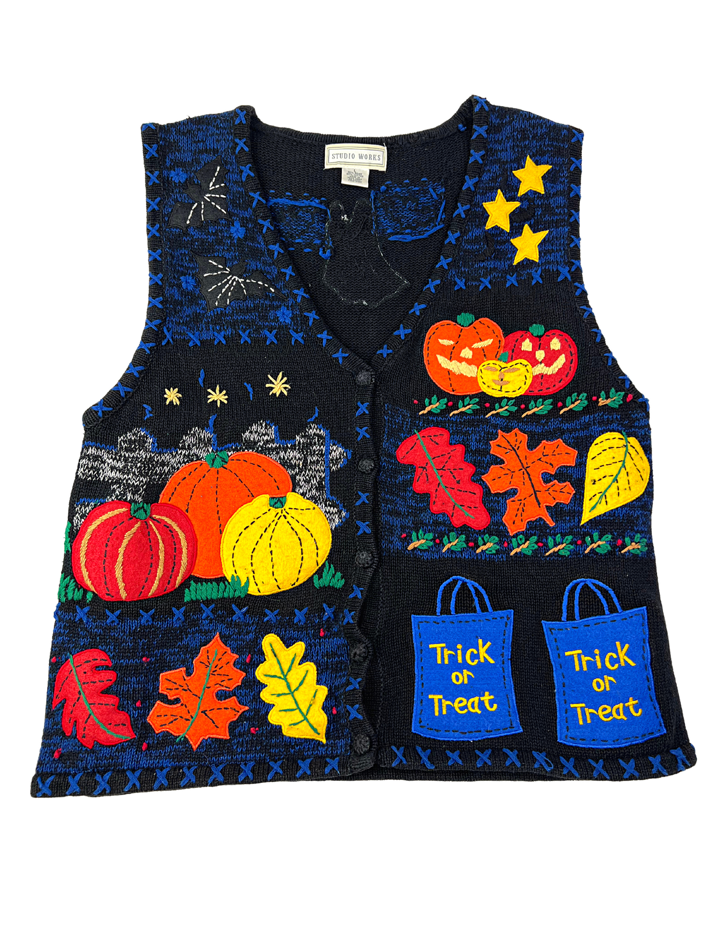 90’s Halloween Trick or Treat Pumpkins Chunky Sweater Vest