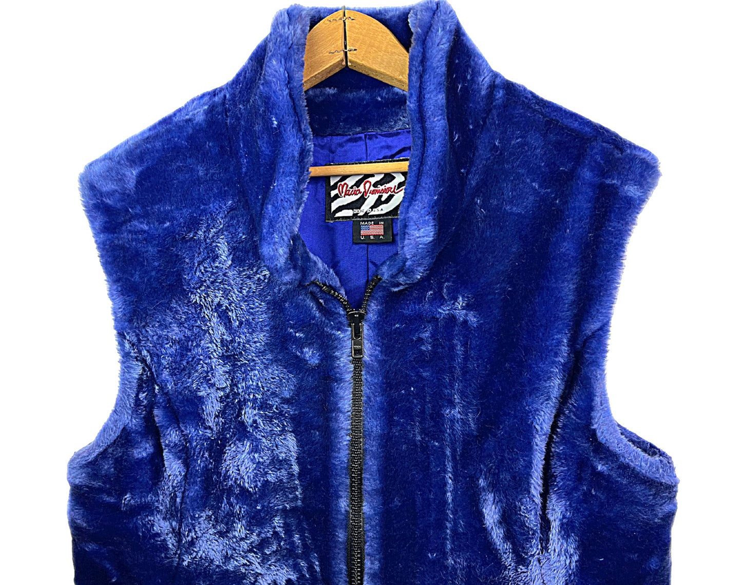90’s 00’s Y2K Blue Faux Fur Vest with Pockets