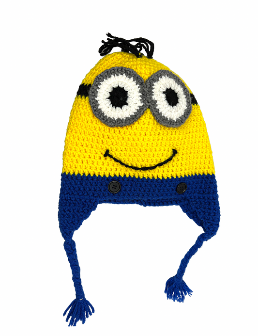 Minions Despicable Me Crocheted Tassel Hat with Ear Flaps